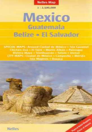 Meksyk. Gwatemala, Belize, El Salvador. Mapa
